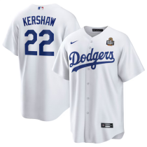 Men's Los Angeles Dodgers #22 Clayton Kershaw White 2024 World Series Jersey