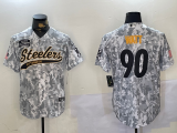 Men's Pittsburgh Steelers #90 Watt Arctic Camo 2024 Salute to Service Jersey