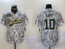 Men's Green Bay Packers #10 Jordan Love Arctic Camo 2024 Salute to Service Jersey