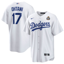 Men's Los Angeles Dodgers #17 Shohei Ohtani White 2024 World Series Jersey