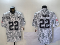 Men's Dallas Cowboys #22 E.Smith Arctic Camo 2024 F.U.S.E. Salute to Service Jersey