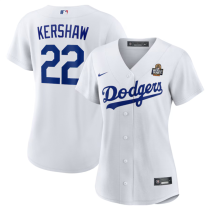 Women's Los Angeles Dodgers #22 Clayton Kershaw White 2024 World Series Baseball Jersey