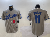 Men's Los Angeles Dodgers #11 Rojas Grey Game Nike Jersey