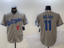 Men's Los Angeles Dodgers #11 Rojas Grey Game Nike Jersey