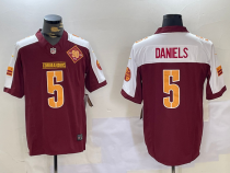 Men's Washington Commanders #5 Jayden Daniels Burgundy 2024 Draft Vapor Limited Jersey