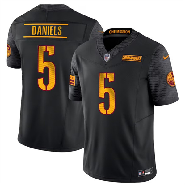 Men's Washington Commanders #5 Jayden Daniels Black 2024 F.U.S.E. Vapor Limited Jersey