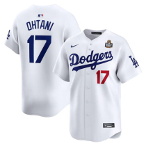 Men's Los Angeles Dodgers #17 Shohei Ohtani White 2024 World Series Jersey
