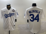 Men's Los Angeles Dodgers #34 Toro Valenzuela White White 2024 World Series Jersey
