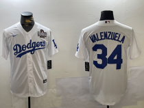 Men's Los Angeles Dodgers #34 Toro Valenzuela White White 2024 World Series Jersey