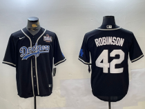 Men's Los Angeles Dodgers #42 Robinson Black 2024 World Series Jersey