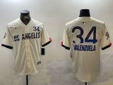 Men's Los Angeles Dodgers #34 Toro Valenzuela White Cream 2024 City Connect Limited Stitched Jersey
