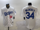 Men's Los Angeles Dodgers #34 Toro Valenzuela White Stitched Jersey