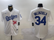 Men's Los Angeles Dodgers #34 Toro Valenzuela White Stitched Jersey