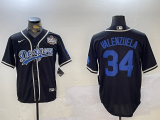 Men's Los Angeles Dodgers #34 Toro Valenzuela Black 2024 World Series Jersey