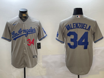 Men's Los Angeles Dodgers #34 Toro Valenzuela Grey Stitched Jersey