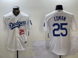 Men's Los Angeles Dodgers #25 Edman White Stitched Jersey
