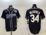 Men's Los Angeles Dodgers #34 Toro Valenzuela Black 2024 World Series Jersey