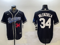 Men's Los Angeles Dodgers #34 Toro Valenzuela Black Stitched Jersey