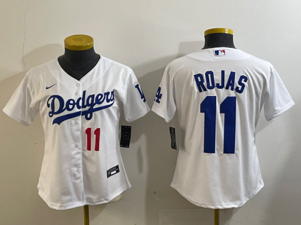 Women Los Angeles Dodgers #11 Rojas White Game Nike Jersey