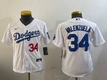 Youth Los Angeles Dodgers #34 Toro Valenzuela White Stitched Jersey
