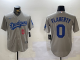Men's Los Angeles Dodgers #0 Flaherty Grey Stitched Jersey