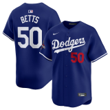 Men's Los Angeles Dodgers #50 Mookie Betts Royal 2024 World Series Champions Jersey