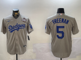 Men's Los Angeles Dodgers #5 Freddie Freeman Grey 2024 World Series Jersey