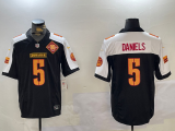 Men's Washington Commanders #5 Jayden Daniels Black/White 2024 F.U.S.E. 90th Anniversary Jersey