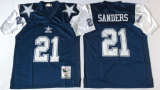 Dallas Cowboys #21 Sanders Dark Blue NFL Throwback Jersey