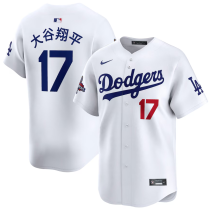 Men's Los Angeles Dodgers #17 大谷翔平 White 2024 World Series Champions Jersey