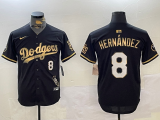 MLB Los Angeles Dodgers #8 Kiké Hernández Black/Gold 2024 World Series Vin & Kobe Patch Jersey