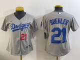 Women MLB Los Angeles Dodgers #21 Buehler Grey Game Nike Jersey