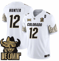 Men's Colorado Buffaloes #12 Travis Hunter White 2024 F.U.S.E. With We Coming Patch Stitched Jersey