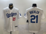 MLB Los Angeles Dodgers #21 Buehler White Game Nike Jersey