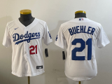 Youth MLB Los Angeles Dodgers #21 Buehler White Game Nike Jersey