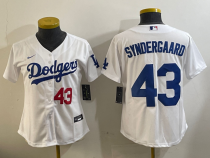 Women MLB Los Angeles Dodgers #43 Syndergaard White Game Nike Jersey