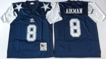 Cowboys #8 Aikman Blue Throwback NFL Jersey