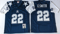 E.Smith Blue Jersey,NFL Dallas Cowboys #22 Throwback 75TH Jersey