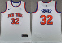 Men's New Yok Knicks #32 Karl-Anthony Towns White 2024 Association Edition Stitched Jersey