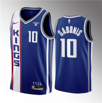 Men's Sacramento Kings #10 Domantas Sabonis Blue 2023/24 City Edition Stitched Jersey