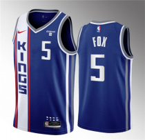 Men's Sacramento Kings #5 De'Aaron Fox Blue 2023/24 City Edition Stitched Basketball Jersey