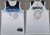 Men's Minnesota Timberwolves #0 Donte DiVincenzo White 2024/25 City Edition Stitched Jersey