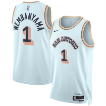 Men's San Antonio Spurs #1 Victor Wembanyama Light Blue 2024-25 City Edition Stitched  Jersey