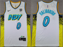 Men's Indiana Pacers #0 Tyrese Haliburton White 2024-25 City Edition Stitched Jersey