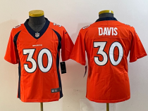 Youth Denver Broncos #30 Davis Orange Vapor Untouchable Limited Jersey
