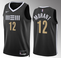 Men's Memphis Grizzlies #12 Ja Morant Black 2023/24 City Edition Stitched Jersey