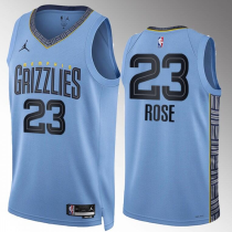 Men's Memphis Grizzlies #23 Derrick Rose Blue Statement Edition Jersey