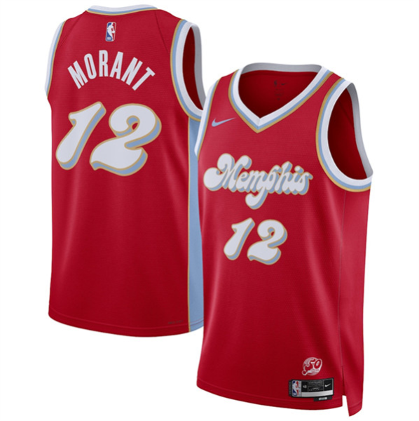 Men's Memphis Grizzlies #12 Ja Morant Red 2024/25 City Edition Stitched Jersey