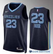 Men's Memphis Grizzlies #23 Derrick Rose Navy Icon Edition Jersey