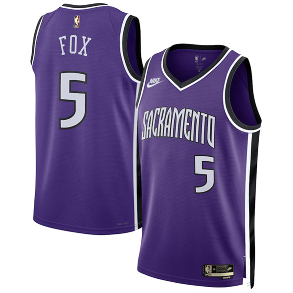 Men's Sacramento Kings #5 De'Aaron Fox Purple 2024/25 Classic Edition Swingman Jersey